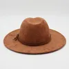 Church Suede Fabric Fedora Hats Winter Autumn Wide Brim Gentleman Felt British Jazz Women Flat Dress American 240102