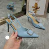 Luxury vlogo signature calfskin slingback pump designer dress shoes high heels women sandals shoes lady pumps wedding pointed toe metal buckle sexy girl