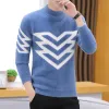 Men Autumn/winter Fashion Heavy Knit Turtleneck Sweater Mink Cashmere Knit Handsome Slim New Pullover with Thick