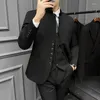 Ternos masculinos (jaqueta colete calças) homens sinicismo terno de casamento 3 conjunto blazers elegante completo luxo casaco calças design mais recente negócio fino ajuste