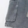 Shorts pour hommes Mens Denim Cargo élégant lâche jambe droite trou jean culotte décontractée genou troncs été plage vacances streetwear