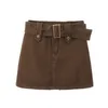 Skirts Denim Skirt For Women Summer American Vintage High Waist Spicy Girl Mini Short Blue Brown Black Wrapped Hip Pants