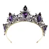 Fermagli per capelli Viola Cristallo Tiara da sposa Corona nuziale per la sposa Fascia per capelli Cerchio Strass Pietra Accessori di ciondoli di lusso