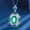 Halsband örhängen set retro vintage smycken smaragd full zirkonhänge stud justerbar ring för kvinnor