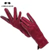 Fem fingrar handskar god kvalitet berör handskar färg vinter kvinnor läder äkta mocka 50 2007 221198550330