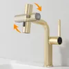 Badezimmer Waschbecken Wasserhähne Mode Becken Wasserhahn Messing Pull Out Stream Sprayer Kaltes Wasser Rotation Auslauf Weiß Pinsel Gold Mixer waschen Tap