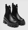 Elgant Designer Winter Monolith Dames Enkellaarsjes Chunky Combat Boot Lug Zolen Zwart Geborsteld Leer Feest Bruiloft Dame Martin Laarsjes Met DOOS