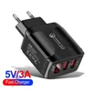 Podwójna ładowarka ścienna USB LED Digital Dift 5V/2.4A Szybkie ładowanie adapter dla Samsung S24 iPhone 15 Huawei UE UK Plug Charger