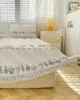 Spódnica z łóżkiem lawendowe kwiaty bohemia elastyczna pasja z poduszkami z poduszkami materaca materaca pokrywa pościel