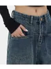 Jeans da donna Blu scuro Donna 2024 Pantaloni a vita alta vintage dritti in denim larghi Pantaloni a gamba larga alla moda in stile streetwear