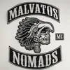 Tools Neuankömmling MC MALVATOS NOMADS bestickter Aufnäher, groß, zum Aufbügeln, individuell für Kleidung, Biker-Jacke, Weste