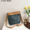 Sacs de soirée Vert Kraft Papier Bandoulière Sac à bandoulière pour femmes Fashion Designer Seau Rétro Style coréen Messenger Tote