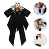 Nœuds papillon costume cravate Miss noir pour femme femmes Bowknot broche broche tissu vêtements accessoire