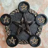 Altar Candlestick Ceremony Candle Holder Witchcraft Props Table Decoration Goddesses Meditation Pentagram Candelabrum Religion 240103