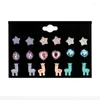 Stud Earrings 9pairs/set Cute Five-Pointed Star Water Drop Loving Heart Animal Children's