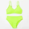 Set Girl Solid Contrast Binding Bikini Swimsuit Dzieci 714 lata Dwukęchowe dzieci dziecięce nastolatki Kąpiec Kąpiec Letnia odzież plażowa