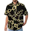 メンズカジュアルシャツゴールドチェーンリンクプリントバケーションシャツハワイトレンディブラウスマングラフィックプラスサイズ3xl 4xl