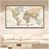 Pinturas O Mapa Político Mundial Retro Canvas Pintura 5 Tamanhos Vintage Wall Art Poster Sala de Aula Decoração de Casa Crianças Escola Dr Dhsuw