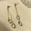 Boucles d'oreilles à dos de tempérament classique, Clips d'oreille goutte d'eau éblouissantes, glands simples à longue ligne pour mariage, sans trous à clipser