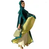 Roupas étnicas com lenço hijab dubai chiffon contraste cor abaya para feminino festa árabe kuwaitiano confortável casual marocain islâmico