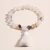 Strand OAIITE 8mm Grass Flower Agate Small Fringe Beaded Bracelet Women's Yoga Energy Stone Men Fashion Charm Jewelry Gift