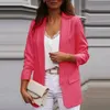 Svarta kvinnor blazer formella blazers lady office arbetsdräkt fickor jackor kappa löst svarta kvinnor blazer femme jackor femme 240102