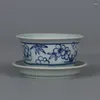 Bouteilles Chinois Ming Wanli Pot En Porcelaine Bleu Et Blanc Motif Fleurs Pot De Fleurs 3.82"