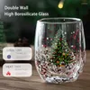 Wine Glasses Double Wall Christmas Glass Cup High Borosilicate Mug Heat Resistant Tea Milk Juice Coffee Drinkware Gift