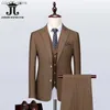 Abiti da uomo Blazer S-5XL (giacca + gilet + pantaloni) Abbigliamento da lavoro classico a righe da lavoro Abito da sposa sposo Abito coreano slim fit Set da 3 pezzi Smoking da ballo Q230103