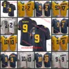 Aidan Hutchinson Blake Corum 2024 Rose Bowl Michigan F.U.S.E Camisa de futebol costurada #9 J.J. Mccarthy #7 Donovan Edwards #10 Tom Brady Michigan Wolverines Camisetas S-3XL