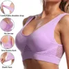 Sömlöst Mesh Women Sports Bras Fitness Gym Running Underwear Stuffsproof BH Wireless 6xl Plus Size Crop Top Breable Yoga Bra 240102