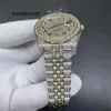 Automatikuhr aus Gold für Herren, volles Gehäuse, Diamanten, 41 mm, Diamanten, Zifferblatt, Diamantsteine, glänzende Uhr