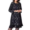 Casual Dresses Fashion Women's O Neck Long Sleeve Midi Classic Floral Printed Ruffle Hem Party Evening For Women