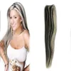 Inslagen Peruaanse virgin haar steil haar extensions bundels 100g human hair extensions weave 1PCS 1B/613 PIANO KLEUR