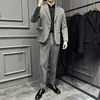 Ternos masculinos elegantes para homens moda dois botões fino ajuste terno conjunto coreano roupas de luxo vestido de casamento (blazer jaqueta calças)