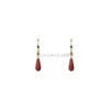 Boucles d'oreilles Vintage ethniques de couleur rouge en forme de goutte d'eau pour femmes et filles, boucles d'oreilles géométriques longues à pampilles en résine de Style chinois