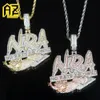 AZ HIP HOP BLING ZIRCON LETTERS لا يوجد فئران مسموح بها القلادة الفاخرة النحاس المثلج NRA NRA NERALACE MENS GIFTSHIP DROPRISSHIP 240102