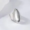 Tzgrams 925 Sterling Silver Clear Clear Ring for Women White Crystal Clastal Plain Clain Big Big Rings Neguredy Jewelry 240103
