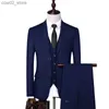 Costumes pour hommes Blazers Formel Affaires Mariage 3 Pièces Robe Costume Manteau Ensemble / Mâle Couleur Unie 2023 Blazers Veste Pantalon Gilet Pantalon Robe Gilet Q230103