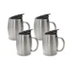 Tasses 14 oz tasse de café tasse en acier inoxydable Tasse à double mur avec couvercle