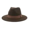 Womens Hat Men Fedora Hats Wide Brim Belt Ribbon Band