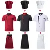 Ensemble de veste de Chef à manches courtes, uniforme de travail de cuisine, chemises de cuisine de Restaurant, tablier 240102