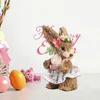 Påskstrå Rabbit Figurer Straw Easter Bunny Ornament Söt Easter Sculpture Rabbit Statue Easter Desktop Ornament Home Decor 240103