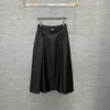 High End Khaki/Black Women Skirts Designer Silk Wool Long A Line Skirts Womens 10302