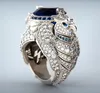 Fashion Creative Blue CZ Stone Parrot Ring Micro Paled Rhinestones Bird for Women Punk Party Gothic Jewelry Gift G5C329 Cluster Ri8733142