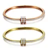 Pulseira clássica em espiral de aço inoxidável, ouro 18k, diamante, feminina, banhada a vácuo 18K, pulseira de ouro rosa 9XEC
