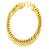 18k Real Gold Plated Gold Color Armband Size 8mm 20cm Big Thick Chain Bangle for Men smycken Whole307f