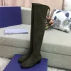 Botas sobre la rodilla de diseñador clásico para mujer Botas altas de ante verde militar de invierno para mujer talla Europa 34-42