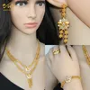 Bracelets Dubai African Jewelry Set Wedding Indian Necklace for Women Bracelet Earrings Ring Bridal Gold Plated Nigerian Jewelery