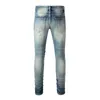 Man Purple Ripped Biker Slim Straight Skinny Pants Designer Stack Fashion Jeans Trend Brand Vintage Pant Mens oss
